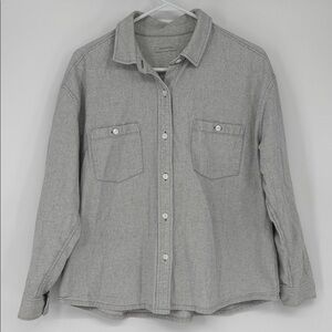 Outerknown Flannel Shirt Gray Medium Recycled Cotton Sustainable Button Down